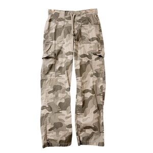 Hollister Camo Print Adjustable Rise Baggy Pants Poplin Cargo Relaxed Fit Medium
